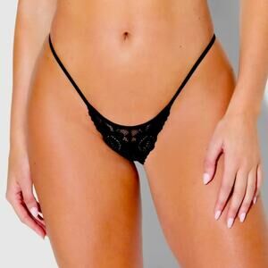Frederick’s of Hollywood Hollywood Mini Black Lace Thong Large NWT